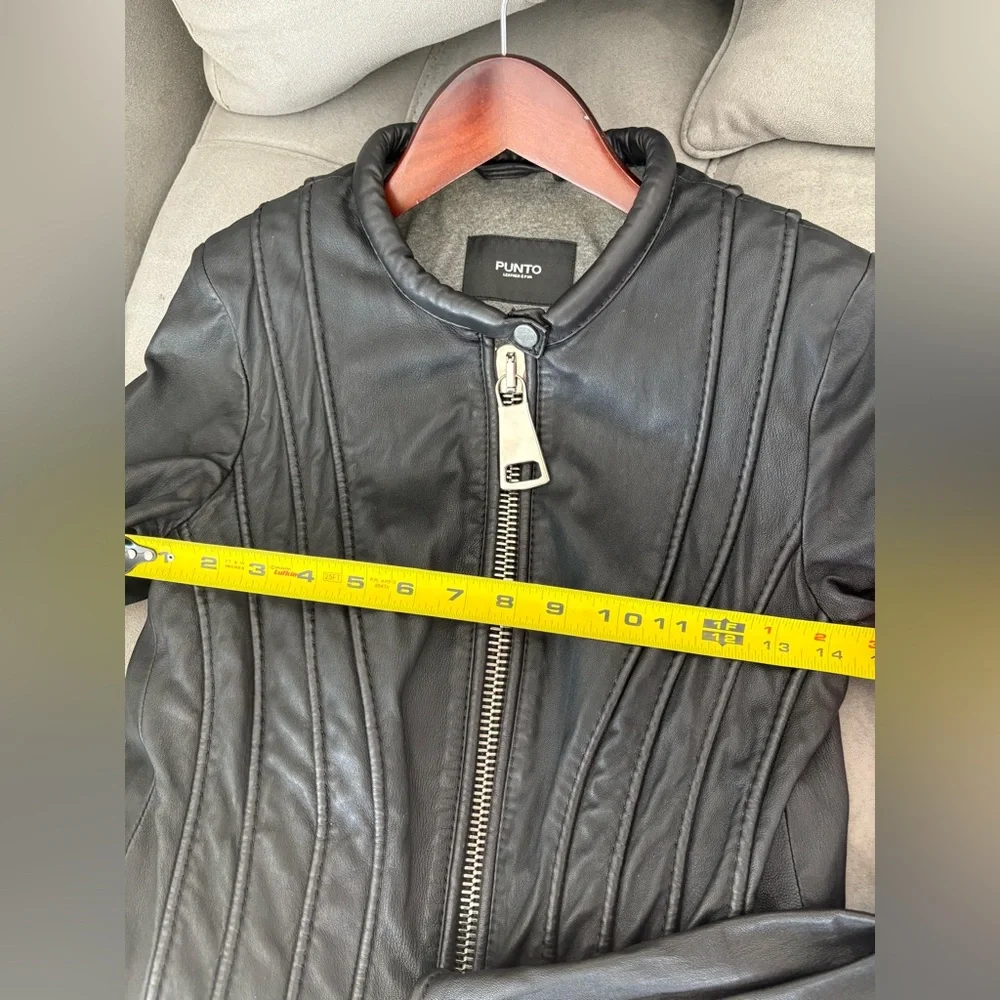 Sandro Style Punto Leather Jacket Black Size US 6-8 Italian Brand PUNTO Leather - Picture 13 of 16